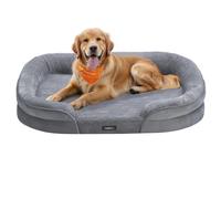 Feandrea Dog Bed, Large Orthopaedic Dog Sofa Bed, 106 x 76 x 18 cm, Egg Crate Foam, Waterproof Liner, Raised Edges, Removable and Machine Wa