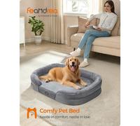 Feandrea Dog Bed, Large Orthopaedic Dog Sofa Bed, 106 X 76 X 18 Cm, Egg Crate Foam, Waterproof Liner, Raised Edges
