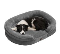 Feandrea Dog Bed, Large Orthopaedic Dog Sofa Bed, 91 x 68 x 18 cm, Egg Crate Foam, Waterproof Liner, Raised Edges, Removable and Washable Cover, Non-Slip, Slate Grey PGW282GN01