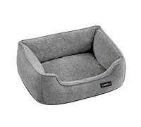 Feandrea Dog Bed, Linen-Look Pet Bed, Dog Sofa Bed with Raised Edges, Non-Slip Bottom, Removable Washable Cover, S, for Miniature Dogs, 60 x 50 x 21