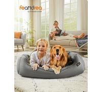 Feandrea Dog Bed, Linen-Look Pet Bed, Dog Sofa Bed With Raised Edges, Non-Slip Bottom, Removable Washable Cover, Xl