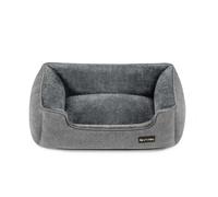 Feandrea Dog Bed, Linen-Look Pet Bed, Dog Sofa Bed with Raised Edges, Non-Slip Bottom, Removable Washable Cover, M, for Small Dogs, 70 x 55 x 21 cm,