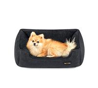 Feandrea Dog Bed, Linen-Look Pet Bed, Dog Sofa Bed with Raised Edges, Non-Slip Bottom, Removable Washable Cover, M, for Small Dogs, 70 x 55 x 21 cm, Dark Grey PGW010G01