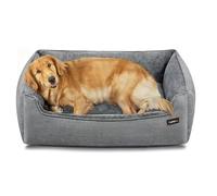 Feandrea Dog Bed, Linen-Look Pet Bed, Dog Sofa Bed with Raised Edges, Non-Slip Bottom, Removable Washable Cover, XL, for Large Dogs, 100 x 75 x 25 cm, Dove Grey PGW014GD01
