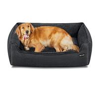 Feandrea Dog Bed, Linen-Look Pet Bed, Dog Sofa Bed with Raised Edges, Non-Slip Bottom, Removable Washable Cover, XL, for Large Dogs, 110 x 75 x 27 cm, Dark Grey PGW012G01