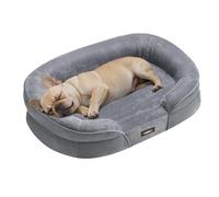 Feandrea Dog Bed, Medium Orthopaedic Dog Sofa Bed, 76 x 51 x 18 cm, Egg Crate Foam, Waterproof Liner, Raised Edges, Removable and Machine Washable Cover, Non-Slip, Light Grey PGW281G01