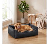 Feandrea Dog Bed, Linen-Look Pet Bed, Dog Sofa Bed with Raised Edges, Non-Slip Bottom, Removable Washable Cover, XL, for Large Dogs, 110 x 75 x 27 cm, Dark Grey PGW012G01