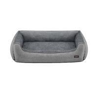 FEANDREA Dog Bed, Raised Edges, Washable Cover, XL, 120 x 90 x 30 cm | Linen-Look Dog Sofa, Non-Slip Bottom, Removable, for Large Dogs, Dove Gray, BEAKON Collection PGW013GG