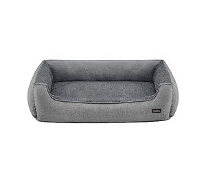 FEANDREA Dog Bed, Raised Edges, Washable Cover, XL, 120 x 90 x 30 cm | Linen-Look Dog Sofa, Non-Slip Bottom, Removable, for Large Dogs, Dove Gray, BEAKON Collection PGW013GG