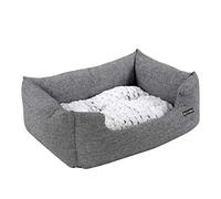 FEANDREA Dog Bed, Reversible Cushion, 60 x 50 x 22 cm, Speckled Grey PGW22G