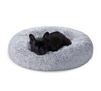 Feandrea Dog Bed, Round Donut Bed, Sofa, Removable and Washable Central Cushion, Soft Plush Fabric, Diameter: 70 cm, Grey Ombre-Grey PGW039G01