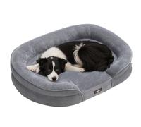 Feandrea Dog Bed, Large Orthopaedic Dog Sofa Bed, 91 x 68 x 18 cm, Egg Crate Foam, Waterproof Liner, Raised Edges, Removable and Machine Washable Cover, Non-Slip, Light Grey PGW282G01