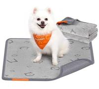 Feandrea Dog Blanket Set of 2 Waterproof Leakproof Dog Blankets 90 x 60 cm | Basco Collection PTD007GD01 Reusable Dog Mat 90 x 60 cm Non-Slip Absorbent for Dogs Cats Rabbits Grey