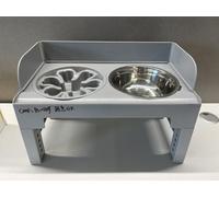 Feandrea Dog Bowl Raised, Feeding Bowl with Frame, Feeding Bowls, Height Adjustable and Tilting, Feeding Station, 2 Bowls Made of 304 Stainless Steel, 1 Bowl for Slow Eating, Dove Grey PRB103GD01