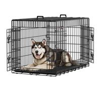 Feandrea Dog Crate, Foldable Dog Cage with 2 Doors, Removable Tray, 122 x 74.5 x 80.5 cm, XXL, Black PPD48H