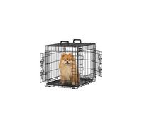 Feandrea Dog Crate, Foldable Dog Cage with 2 Doors, Removable Tray, 61 x 43.5 x 50.5 cm, S, Black PPD024B01