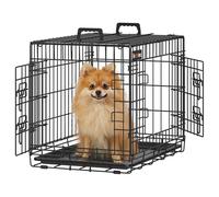 Feandrea Dog Crate, Foldable Dog Cage with 2 Doors, Removable Tray, 61 x 43.5 x 50.5 cm, S, Black PPD024B01