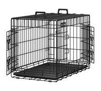 Feandrea Dog Crate, Foldable Dog Cage with 2 Doors, Removable Tray, 77.5 x 48.5 x 55.5 cm, M, Black PPD30H