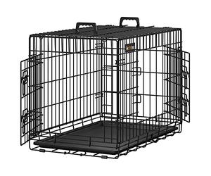 Feandrea Dog Crate, Foldable Dog Cage with 2 Doors, Removable Tray, 77.5 x 48.5 x 55.5 cm, M, Black PPD30H