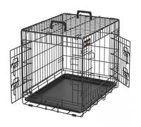 Feandrea Dog Crate, Foldable, with 2 Doors Dog cage, 61 x 43.5 x 50.5 cm | Puppy Pet Cage, 24 inch, XL, Easy Clean Removable Tray, Ink Black, DACK Collection PPD024B01