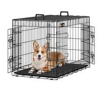 Feandrea Dog Crate, Foldable, with 2 Doors Dog cage, 92.5 x 57.5 x 64 cm | Puppy Pet Cage, 36 inch, XL, Easy Clean Removable Tray, Ink Black, Dack Collection PPD36H