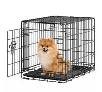 Feandrea Dog Crate, Single Door Folding Steel Cage, 61.5 x 44 x 50 cm | Puppy Pen Indoor, PP Plastic Removable Tray, Ink Black, Dack Collection PPD010BH01