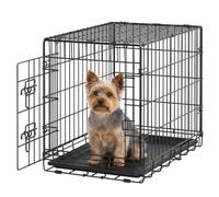 Feandrea Dog Crate, Single Door Folding Steel Cage, 76.5 x 48.6 x 54.4 cm | Puppy Pen Indoor, PP Plastic Removable Tray, Ink Black, Dack Collection PPD011BH01