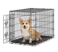 Feandrea Dog Crate, Single Door Folding Steel Cage, 92.5 x 58.2 x 63.4 cm | Puppy Pen Indoor, PP Plastic Removable Tray, Ink Black, Dack Collection PPD012BH01