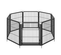 Feandrea Dog Playpen 8-Panel Heavy Duty Folding Steel Pet Enclosure With Door 138.5 X 138.5 X 60 Cm Black