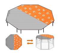 Feandrea Dog Playpen Cover, 55 x 55 x 0.4 Inch, Papaya Orange | Nylon Mesh and 600D Oxford Fabric, Fits 8-Panel Playpens, Prevents Jumping Out, Papaya Orange