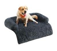 Fluffy Hug Dog Sofa Bed with Removable Cover, XXL (122 x 95 x 18 cm) / Dark Grey