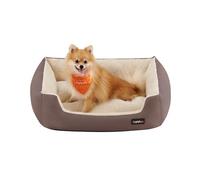 Feandrea Dog Sofa Bed, Removable Reversible Cushion, 70 x 55 x 21 cm | Dog Bed, Raised Edges, Non-Slip Bottom, Summer Sand and Walnut Brown, BEAKON Collection PGW03Z