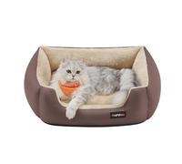 Feandrea PGW001Z Inner Dog Bed, Removable and Reversible Rug, Raised Edges, Non-Slip Base, S, 60 x 50 x 20 cm, Coffee Brown and Sand Beige
