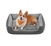 Feandrea Dog Bed, Dog Sofa Bed with Removable Reversible Cushion, Raised Edges, Non-Slip Bottom, L, 85 x 65 x 21 cm, Slate Grey and Dove Grey PGW004G02