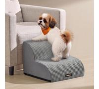 Feandrea Dog Steps, 2-Step Foam Pet Stairs, Gentle Slope | Ramp for Dogs, 40 x 40 x 30 cm, Waterproof Liner, for Sofa, Dove Grey, Baddi Collection PPS032GD01