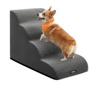 Feandrea Dog Steps, 4-Step Foam Pet Stairs, Gentle Slope | Ramp for Dogs, 72 x 40 x 50 cm, Waterproof Liner, for Sofa, Slate Grey, Baddi Collection PPS034GN01