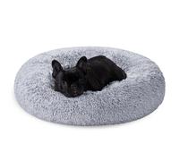 FEANDREA Fluffy Dog Bed, Cat Bed, Doughnut Cushion, 70x70x20cm, Grey