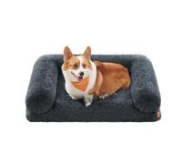 Feandrea FluffyHug Dog Bed, Large Dog Sofa Bed for Medium Dogs, Egg Crate Foam Pet Bed with Removable Washable Cover, 91 x 68 x 19 cm, Dark Grey PGW232G02V1