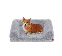 Feandrea FluffyHug Dog Bed, Large Dog Sofa Bed for Medium Dogs, Egg Crate Foam Pet Bed with Removable Washable Cover, 91 x 68 x 19 cm, Grey Ombr?