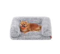 Feandrea FluffyHug Dog Bed, Medium Dog Sofa Bed for Miniature and Small Dogs, Egg Crate Foam Pet Bed with Removable Washable Cover, 76 x 58 x 19 cm, Grey Ombré PGW231G01V1