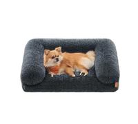 Feandrea FluffyHug Dog Bed, Medium Dog Sofa Bed for Miniature and Small Dogs, Egg Crate Foam Pet Bed with Removable Washable Cover, 76 x 58 x 19 cm, Dark Grey PGW231G02V1