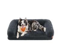 Feandrea FluffyHug Dog Bed, XL Dog Sofa Bed for Medium and Large Dogs, Egg Crate Foam Pet Bed with Removable Washable Cover, 106 x 76 x 19 cm, Dark Grey PGW233G02V1