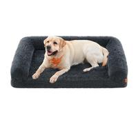 Feandrea FluffyHug Dog Bed, XXL Dog Sofa Bed for Large Dogs, Egg Crate Foam Pet Bed with Removable Washable Cover, 122 x 85 x 19 cm, Dark Grey