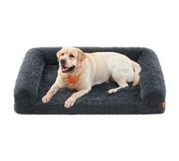 Feandrea FluffyHug Dog Bed, XXL Dog Sofa Bed for Large Dogs, Egg Crate Foam Pet Bed with Removable Washable Cover, 122 x 85 x 19 cm, Dark Grey PGW234G02V1