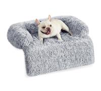 Feandrea FluffyHug Dog Sofa Bed, Cover, Calming Bed, M, for Small and Medium Dogs, 80 x 75 x 16 cm, Grey Ombr? PGW221G01