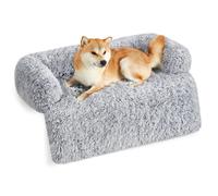 Feandrea FluffyHug Dog Sofa Bed, Cover, Calming Bed, XL for Medium and Large Dogs, 110 x 95 x 18 cm, Grey Ombr? PGW223G01