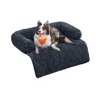 Feandrea FluffyHug Dog Sofa Bed, XL Calming Bed for Medium and Large Dogs, 110 x 95 x 18 cm, Dark Grey PGW223G02