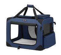 Feandrea Foldable Pet Carrier Bag, Breathable Mesh, 70 x 52 x 52 cm | Portable Cat Dog Travel Carrier, Soft Sided, with Handles, Storage Pockets, Blue and Black, BAX Collection PDC70Z