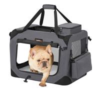 Feandrea Foldable Pet Carrier Bag, Portable Dog Travel Crate, Soft Sided Dog Cat Pet Travel Carrier Large Dog Crate for Car with Breathable Mesh and Storage Pockets, 60 x 42 x 42 cm, Grey PDC60GY