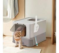 FEANDREA Hidden Cat Litter Box, Cat Litter Tray With Hood, Slide-Out Tray, Scoop, Brush, Spacious For Large Cats
